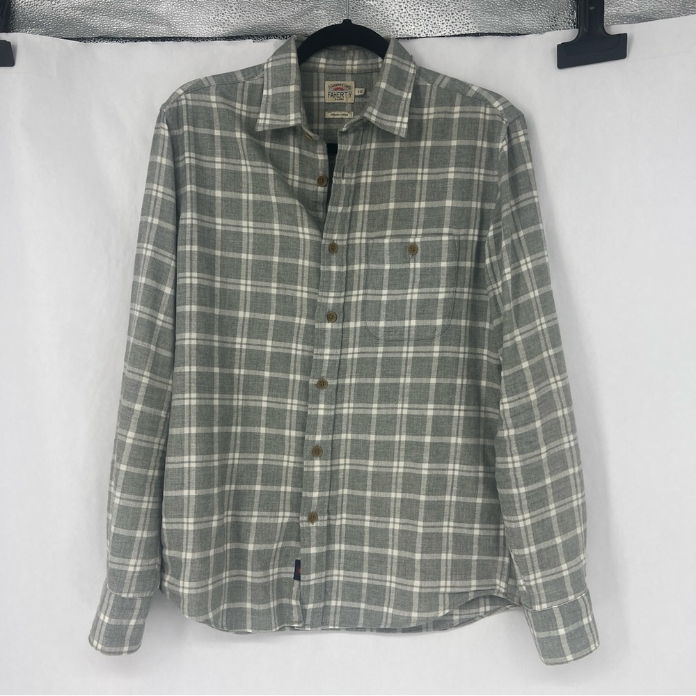 Faherty Men's Gray Plaid organic Cotton Shirt